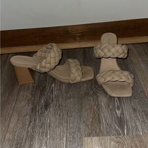 Soda Tan Braided Block Heel Sandals